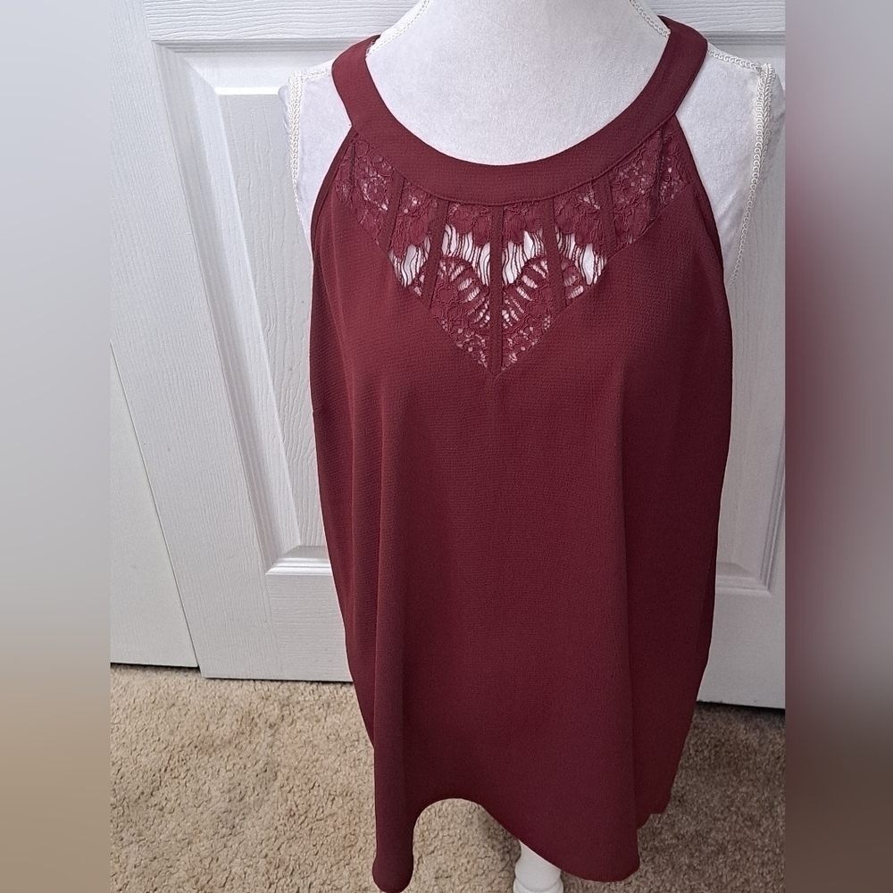 NWT Burgundy Milagra Lace Detail Blouse  Size XXL